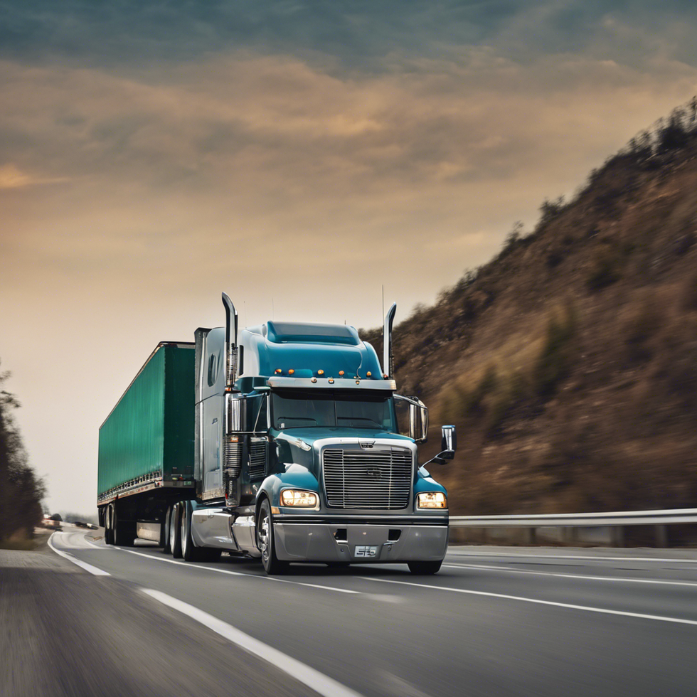 a truck going down a highway