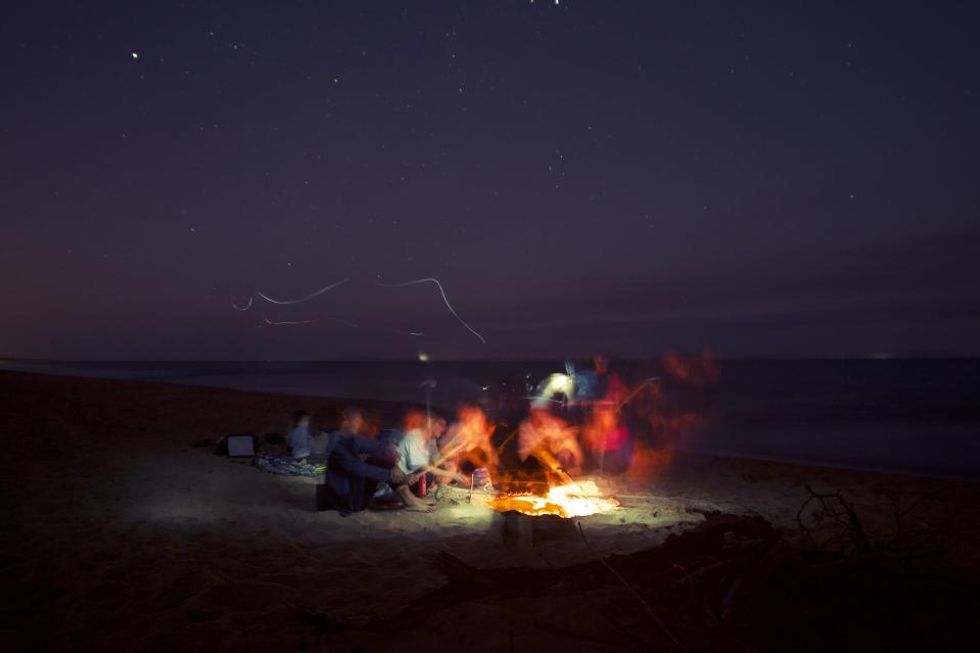 camp fire on the beach