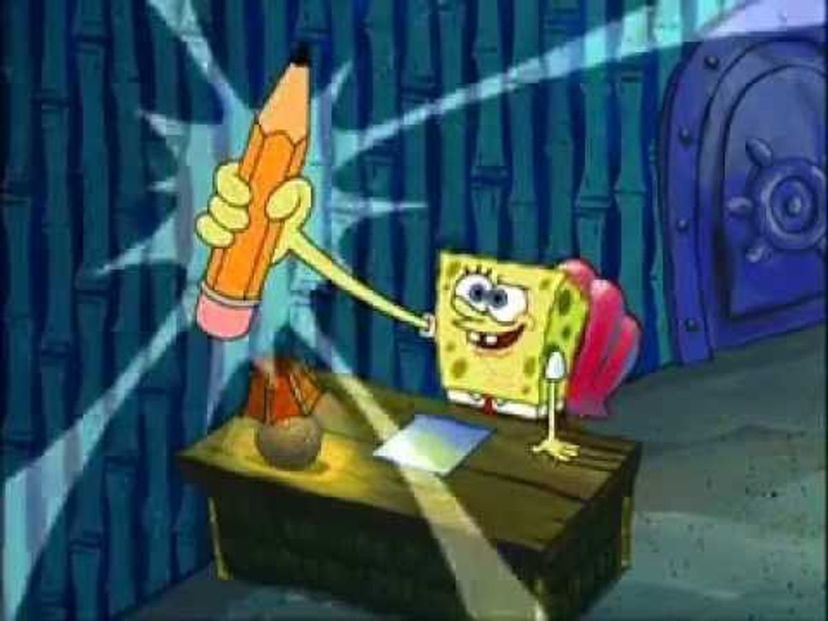 Spongebob's Many Stages of Writing an Article