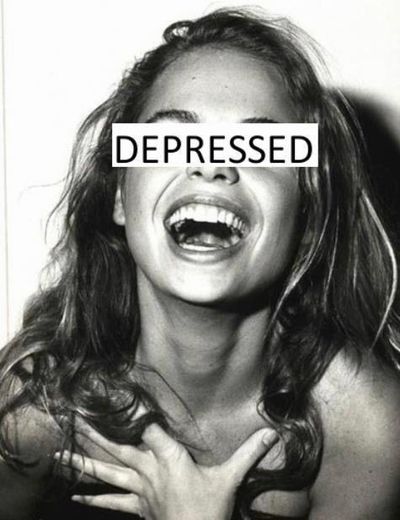 depressed smiling girl