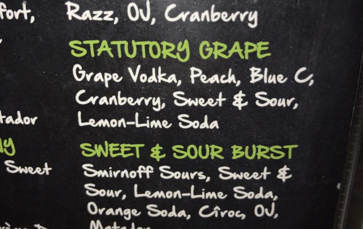 San Marcos Bar Perpetuates Rape Culture With "Statutory Grape" Drink