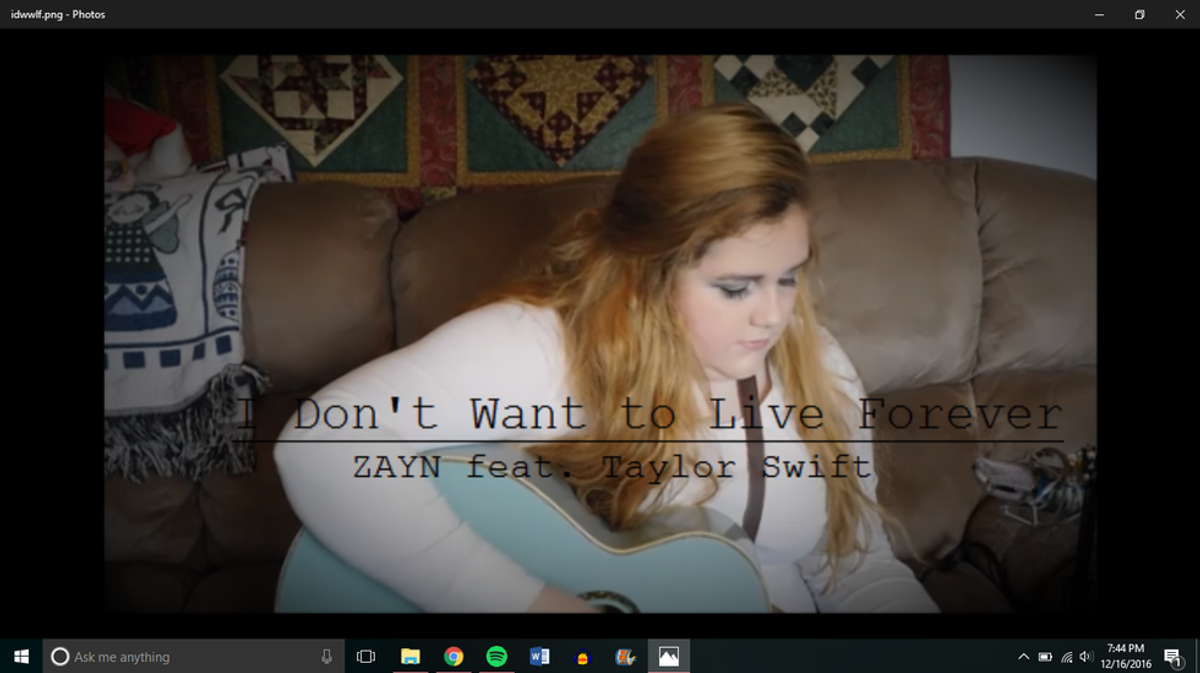 Video: "I Don't Want to Live Forever" cover - Madison Jane