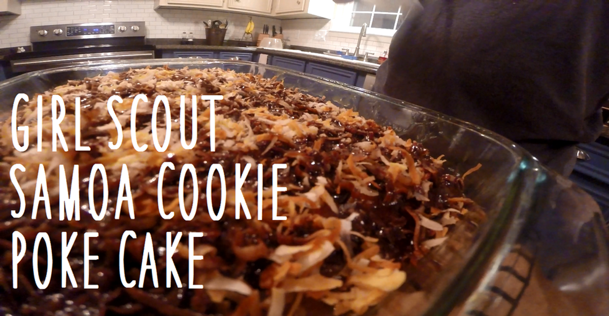 Girl Scout Samoa Cookie Poke Cake Recipe