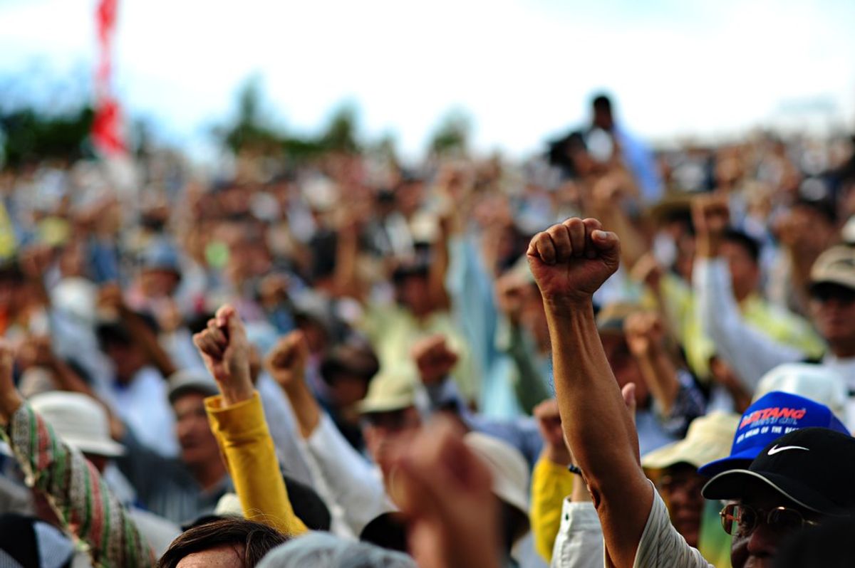 protest movement fists in the air