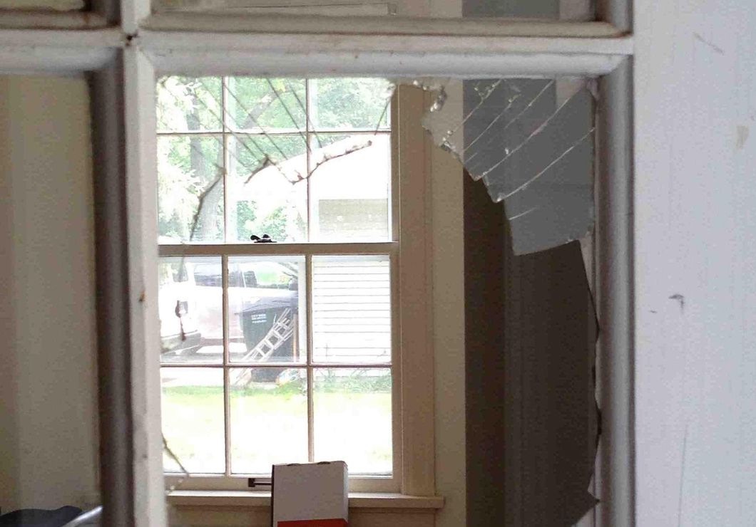 broken house window