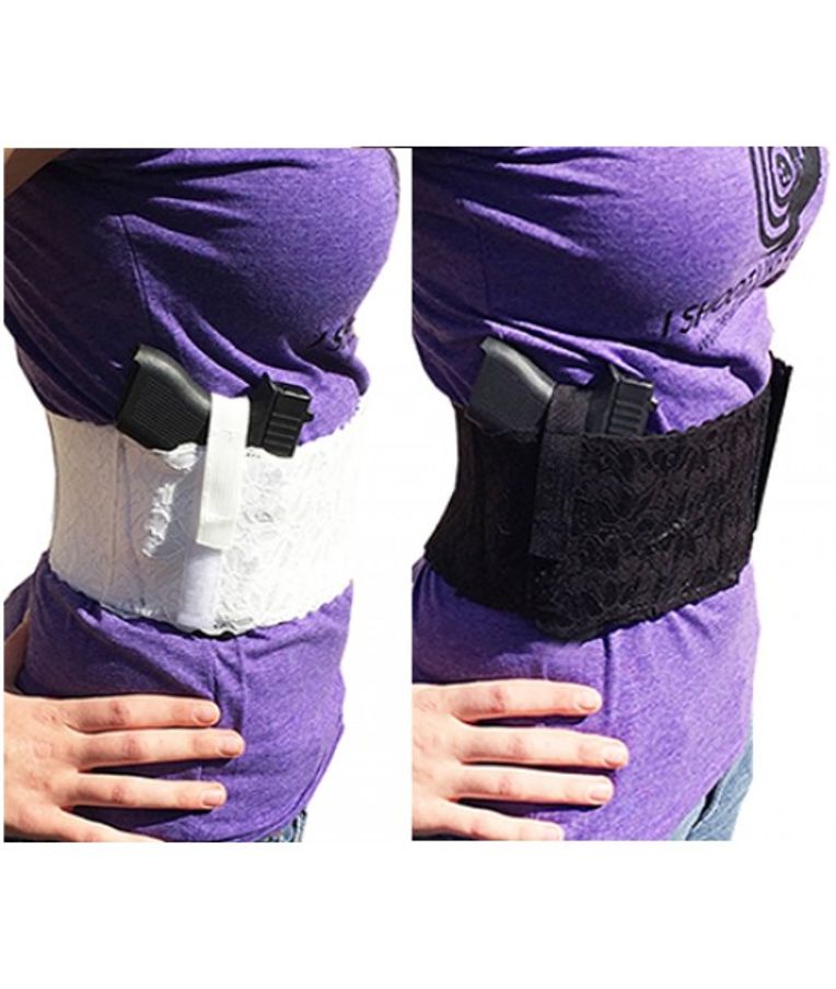 Ladies Women's Concealed Carry Lace Waistband Gun Holster-Hidden Heat  Lace-Black
