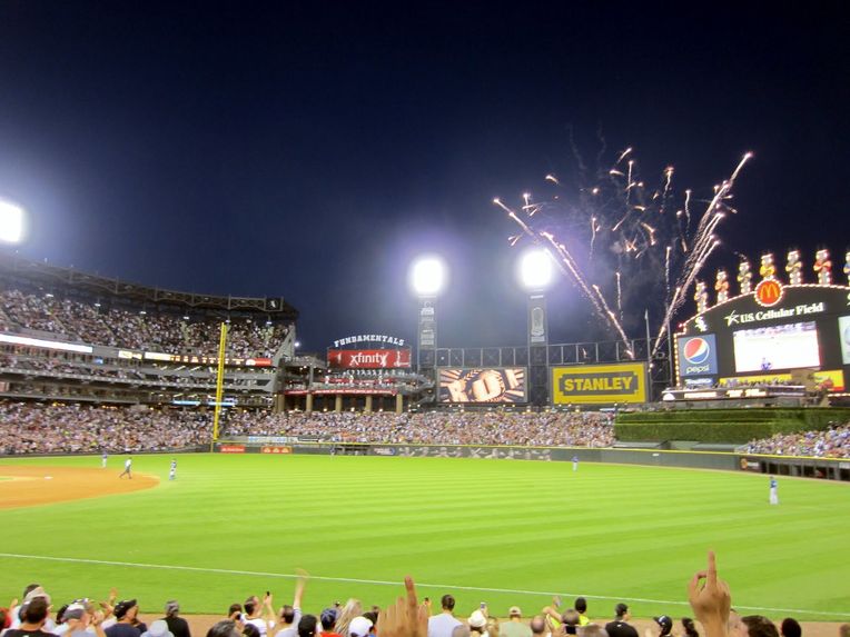 Chicago White Sox Guaranteed Rate Field At Night Photo Long Sleeve