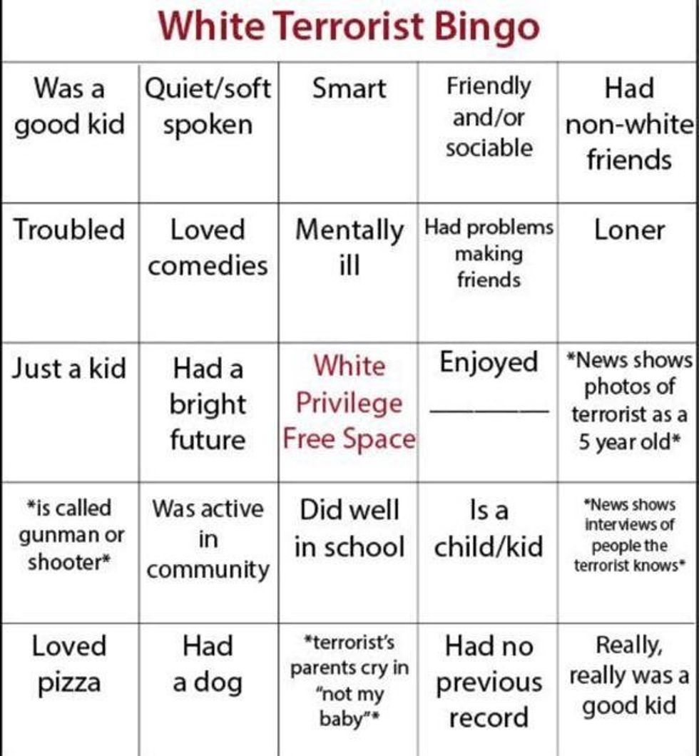 White Terrorist Bingo