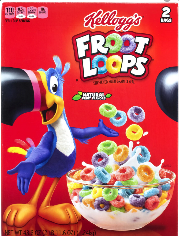 Froot Loops Cereal, Multi-Grain, Sweetened - 2 bags, 43.6 oz