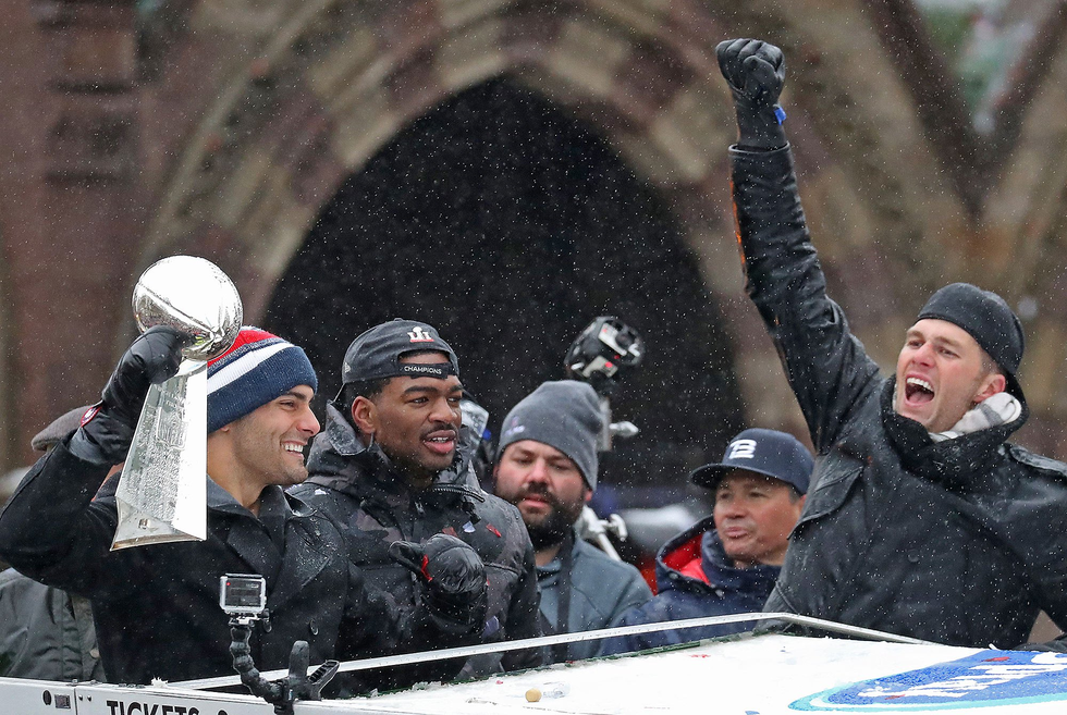 Patriots Parade Through Boston Celebrating with Fans