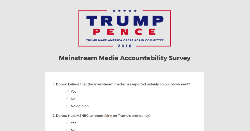 Trump Creates Fake News Survey