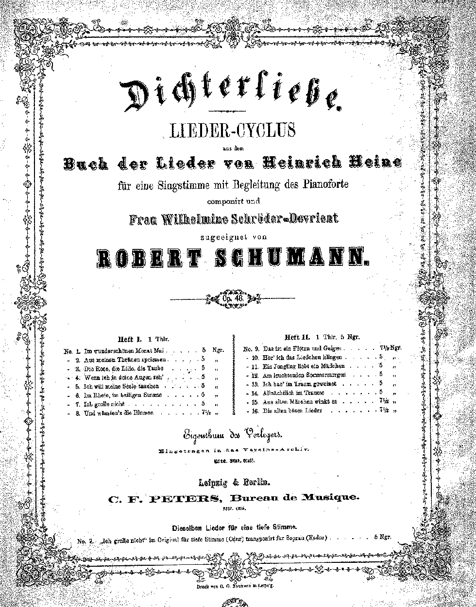 Robert Schumann’s Dichterliebe: Textual “Transparency” And Instrumental Irony