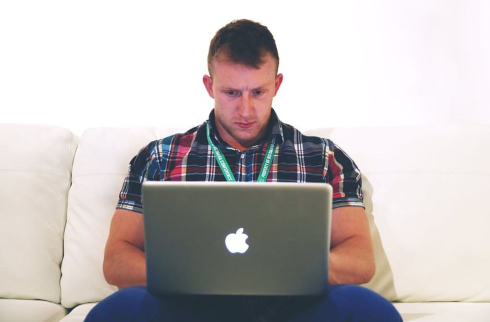 man working on a laptop