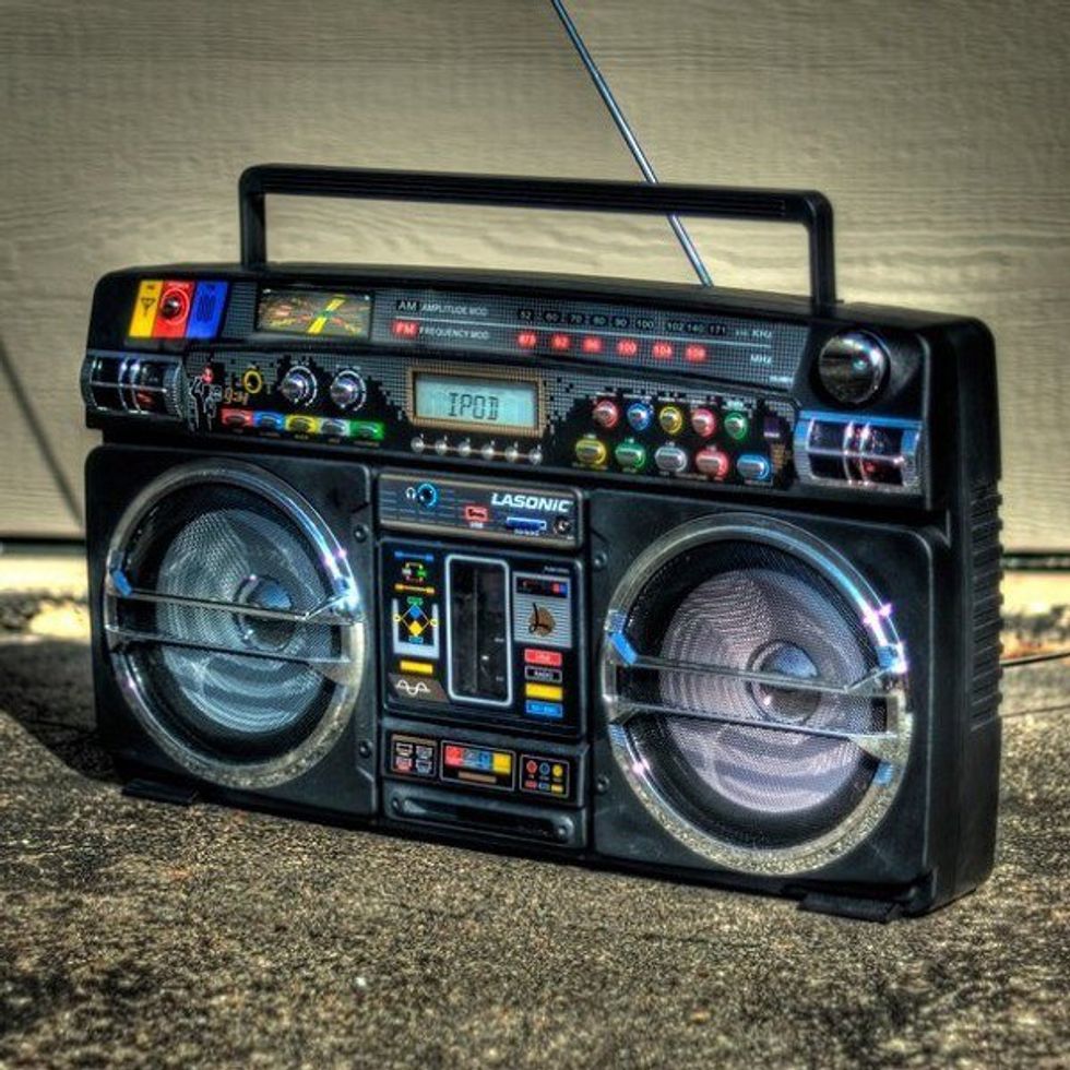 Old school ghetto blaster sat on the floor