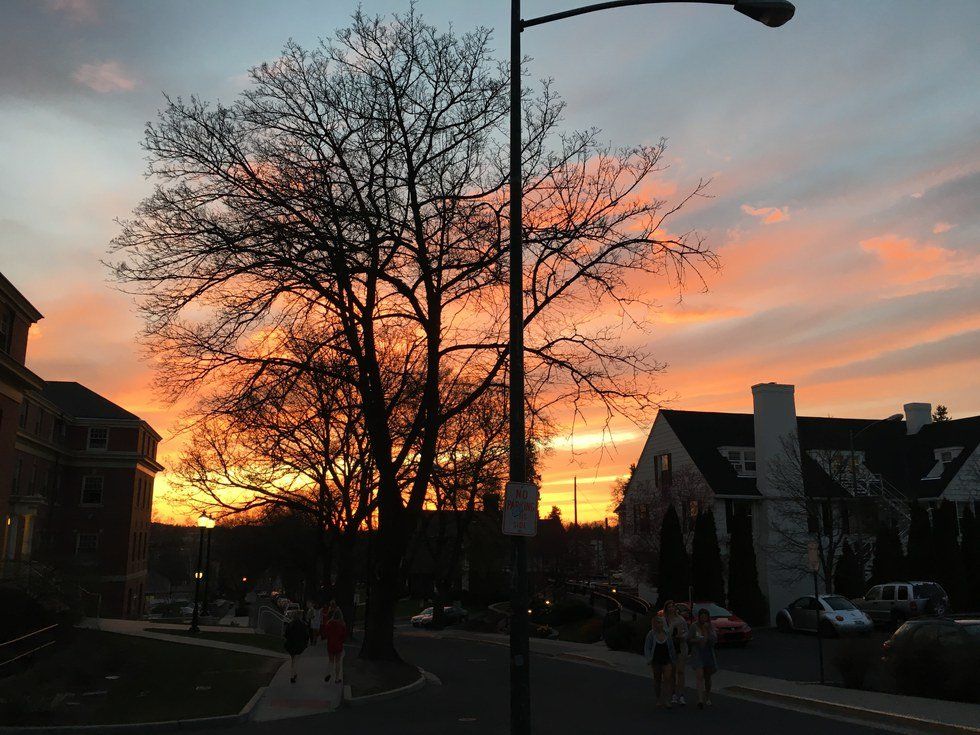 sunset in a neighborhood