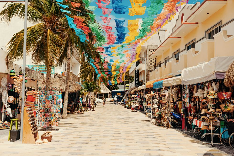 touristy market area in cancun mexico